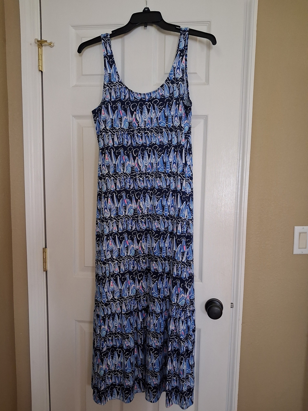 Lilly Pulitzer Martins Low Tide Navy Sails and Stripes Midi Dress - Small